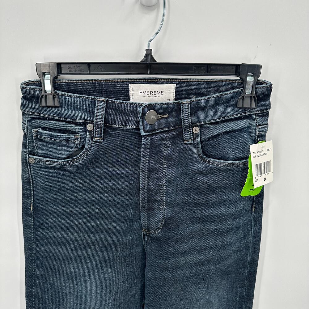 EVEREVE NWT High Rise EVER Straight Dark Wash Denim Jean // 00 - Picture 6 of 13